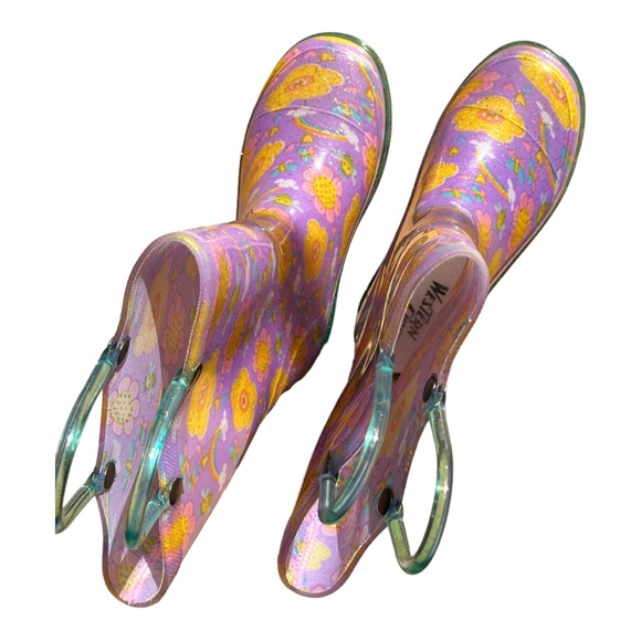 Western chief girls floral rainbow rain boots light up size 12 - Picture 9 of 9